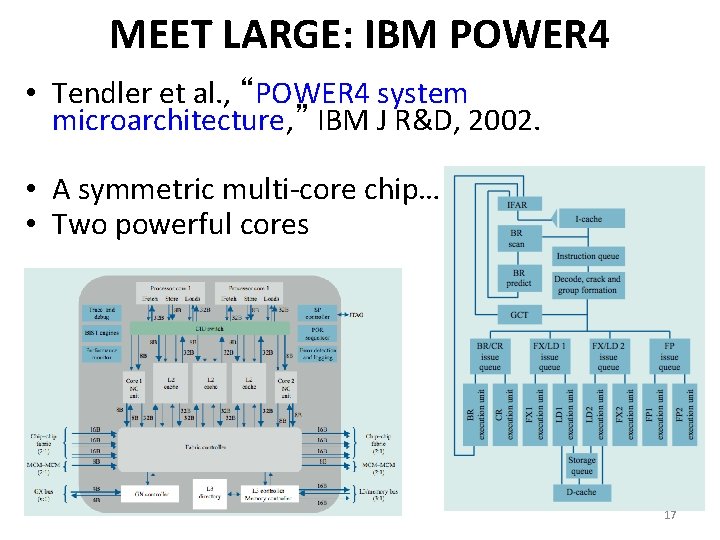 MEET LARGE: IBM POWER 4 • Tendler et al. , “POWER 4 system microarchitecture,