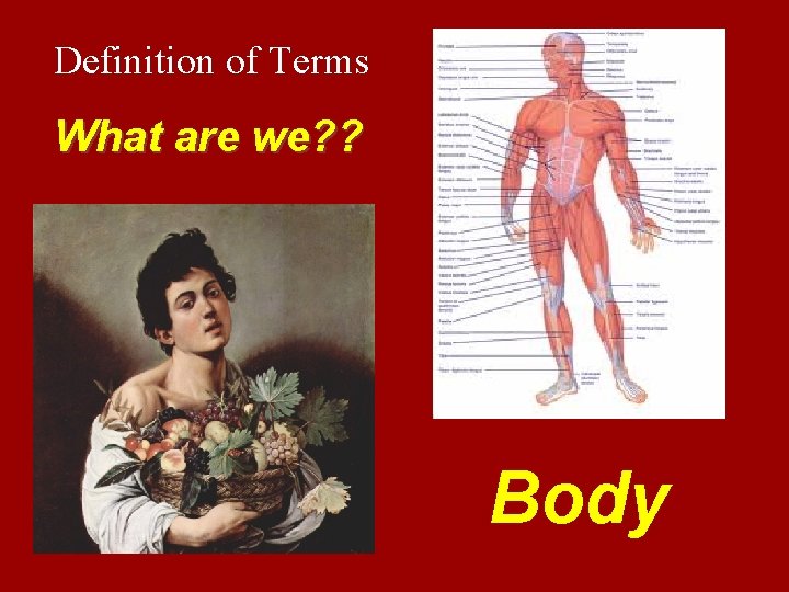 Definition of Terms What are we? ? Body 