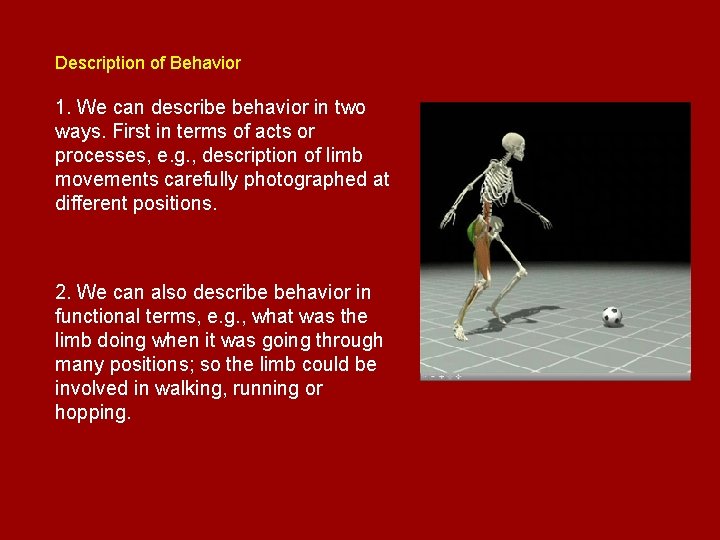 Description of Behavior 1. We can describe behavior in two ways. First in terms