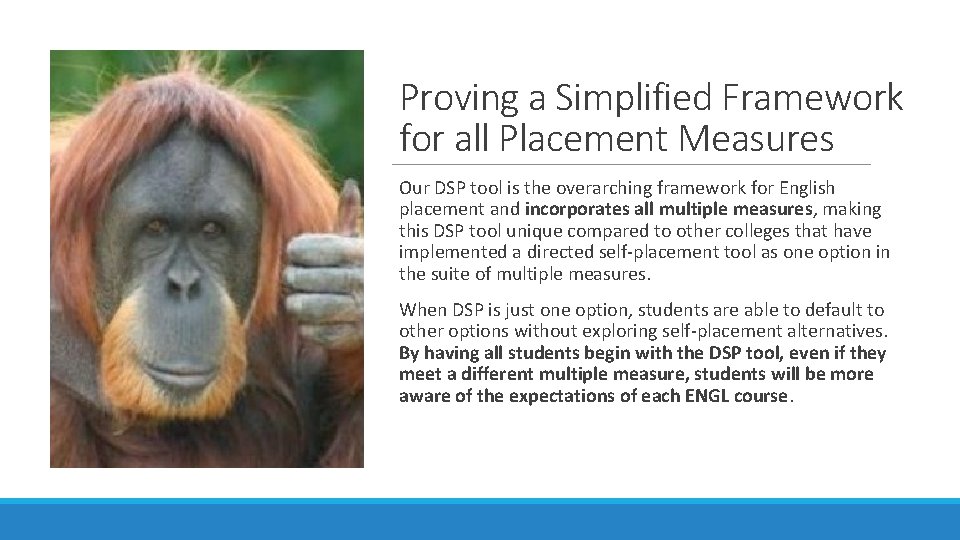 Proving a Simplified Framework for all Placement Measures Our DSP tool is the overarching