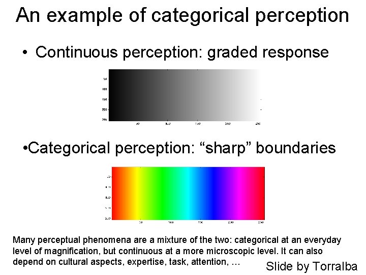 An example of categorical perception • Continuous perception: graded response • Categorical perception: “sharp”