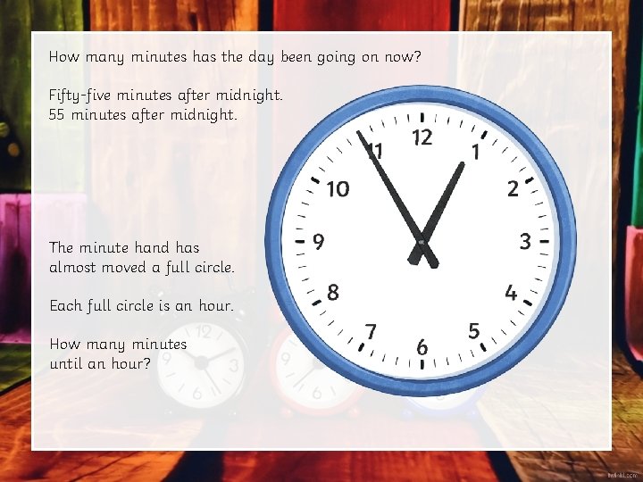 How many minutes has the day been going on now? Fifty-five minutes after midnight. How many minutes has the day been going on now? Fifty-five minutes after midnight.