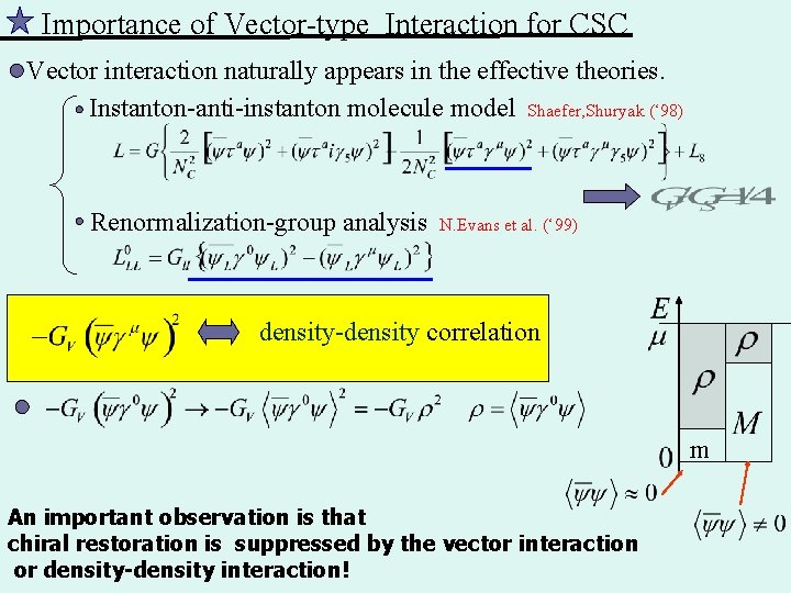 Importance of Vector-type Interaction for CSC Vector interaction naturally appears in the effective theories.