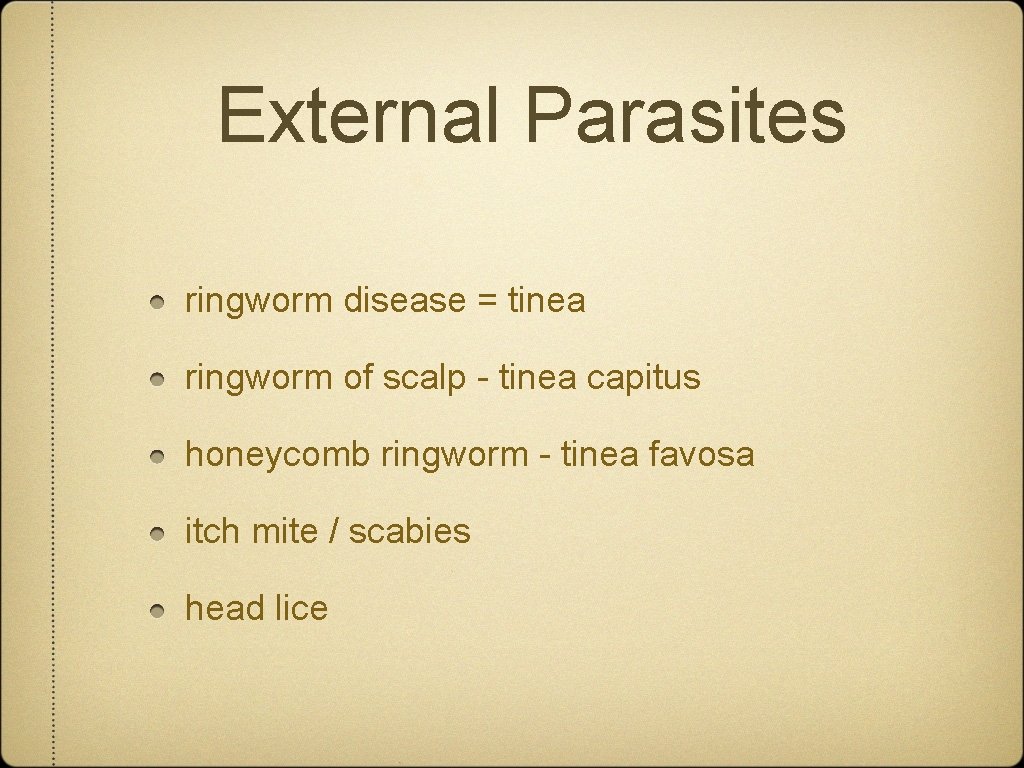 External Parasites ringworm disease = tinea ringworm of scalp - tinea capitus honeycomb ringworm