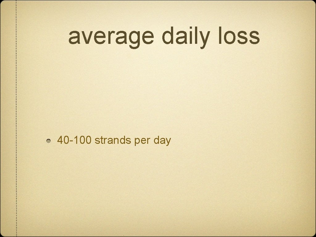 average daily loss 40 -100 strands per day 