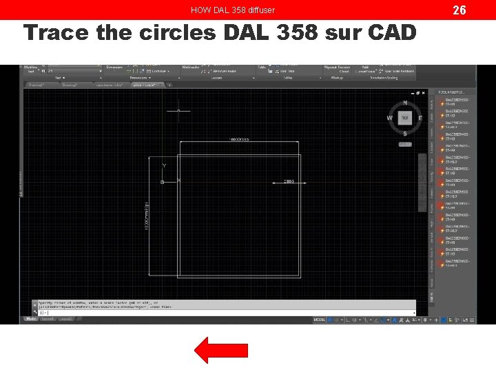 HOW DAL 358 diffuser Trace the circles DAL 358 sur CAD 26 