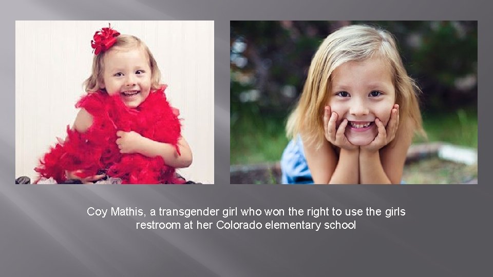 Coy Mathis, a transgender girl who won the right to use the girls restroom Coy Mathis, a transgender girl who won the right to use the girls restroom