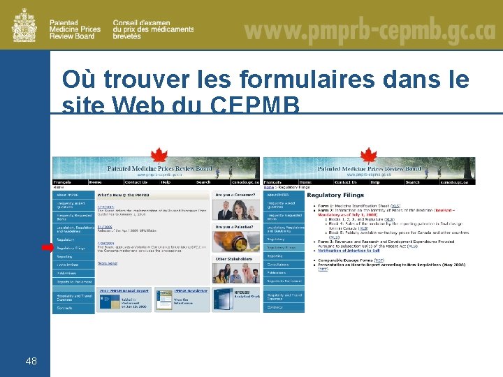 Où trouver les formulaires dans le site Web du CEPMB 48 