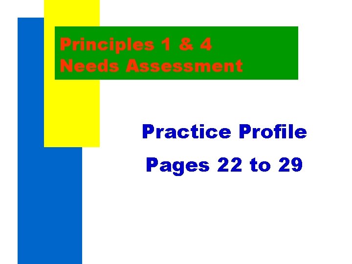 Principles 1 & 4 Needs Assessment Practice Profile Pages 22 to 29 Principles 1 & 4 Needs Assessment Practice Profile Pages 22 to 29
