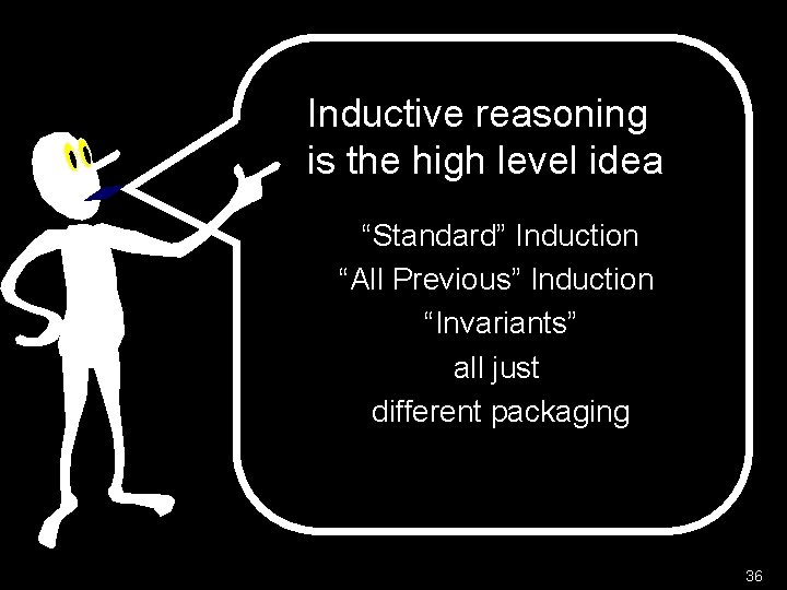 Inductive reasoning is the high level idea “Standard” Induction “All Previous” Induction “Invariants” all