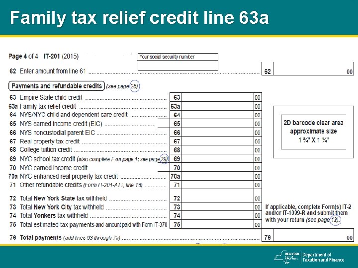 Family tax relief credit line 63 a 