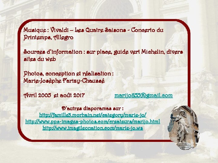Musique : Vivaldi – Les Quatre Saisons - Concerto du Printemps, Allegro Sources d’information
