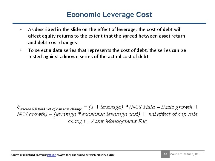 Economic Leverage Cost • • As described in the slide on the effect of