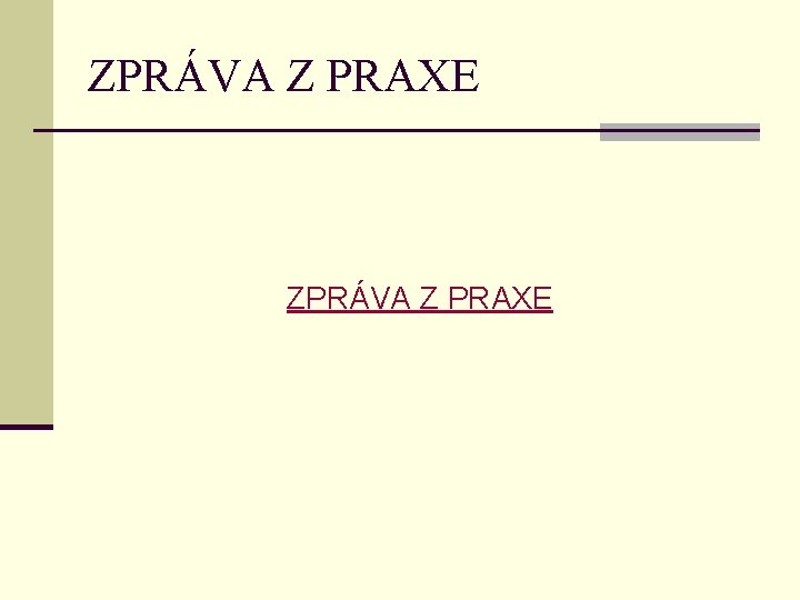 ZPRÁVA Z PRAXE 