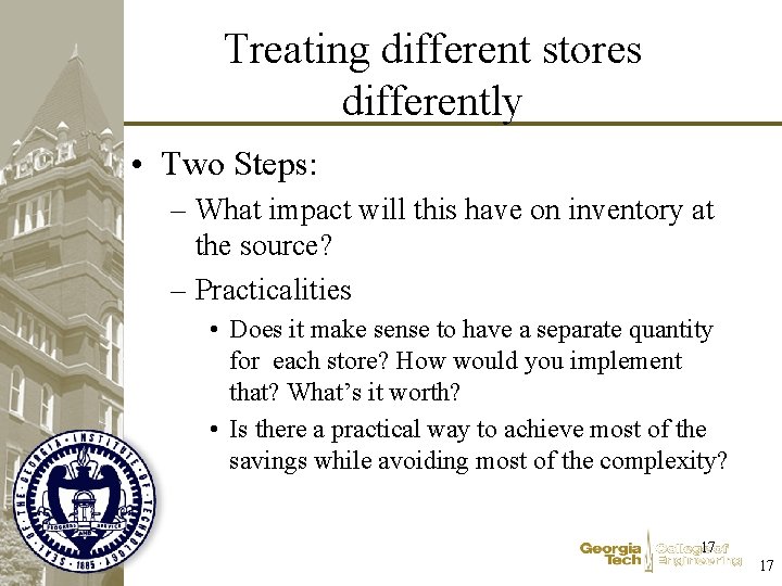 Treating different stores differently • Two Steps: – What impact will this have on Treating different stores differently • Two Steps: – What impact will this have on