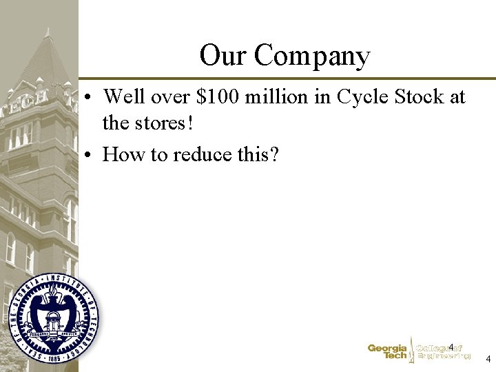 Our Company • Well over $100 million in Cycle Stock at the stores! • Our Company • Well over $100 million in Cycle Stock at the stores! •