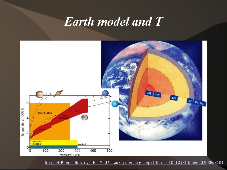 Earth model and T Mao, H-K and Hemley, R, 2007 www. pnas. org�cgi�doi� 10.