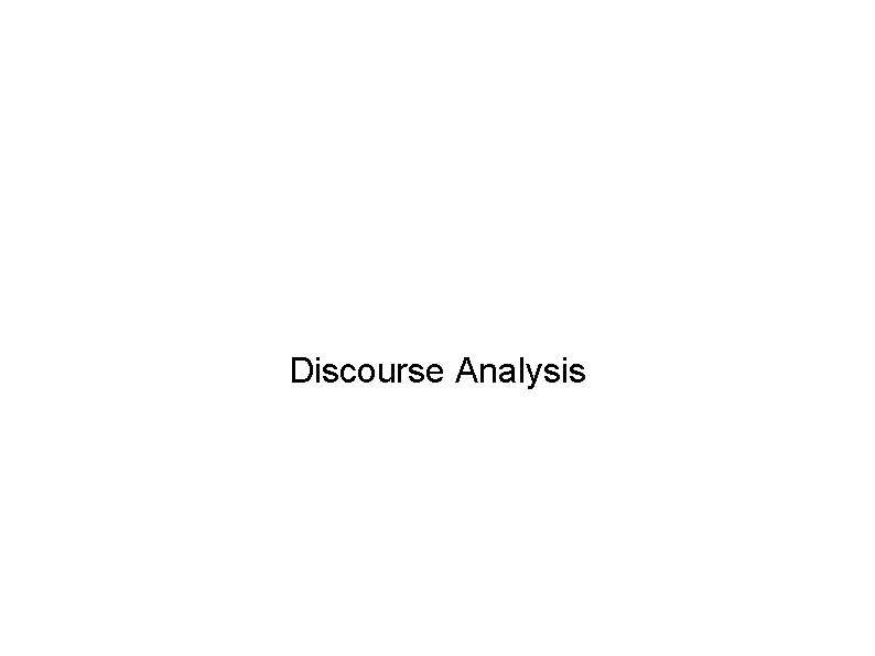 Discourse Analysis 