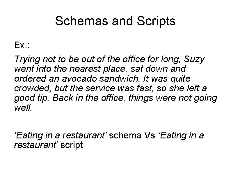 Schemas and Scripts Ex. : Trying not to be out of the office for