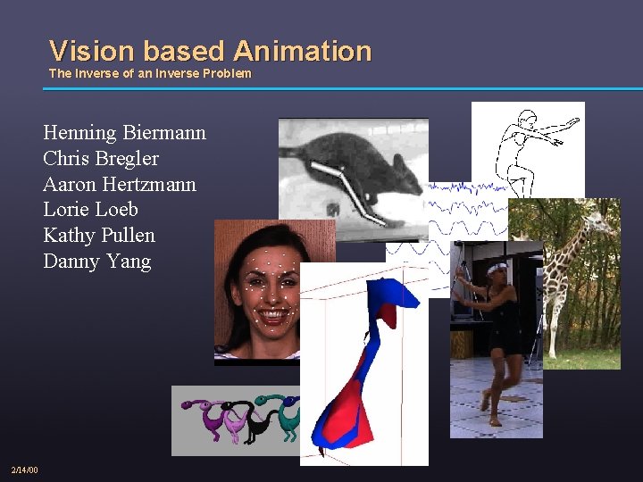 Vision based Animation The Inverse of an Inverse Problem Henning Biermann Chris Bregler Aaron