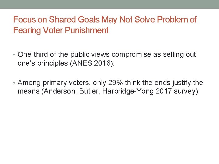 Focus on Shared Goals May Not Solve Problem of Fearing Voter Punishment • One-third