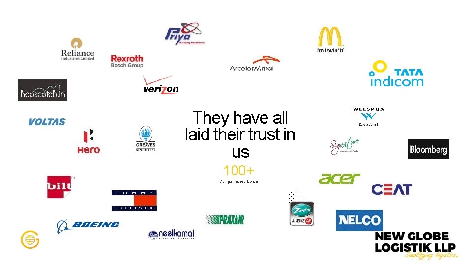 They have all laid their trust in us 100+ Companies worldwide 