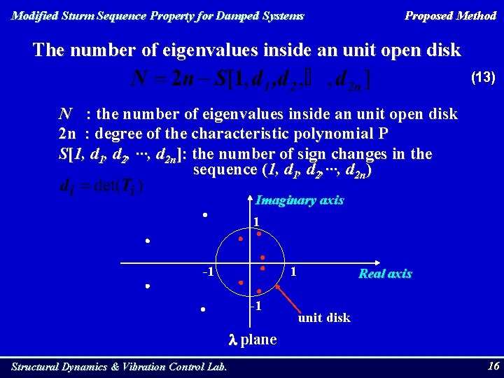 Modified Sturm Sequence Property for Damped Systems Proposed Method The number of eigenvalues inside