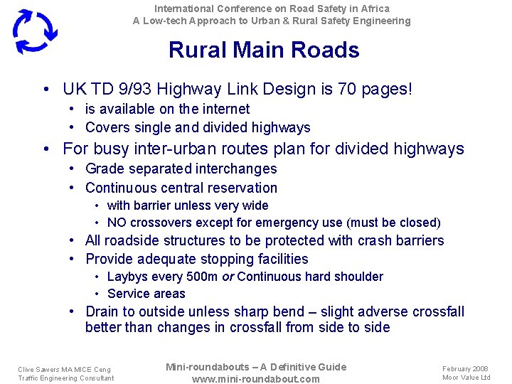 International Conference on Road Safety in Africa A Low-tech Approach to Urban & Rural