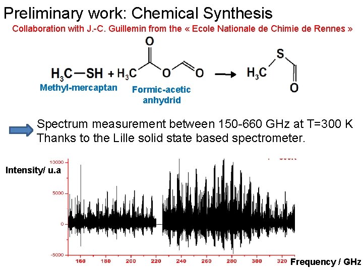 Preliminary work: Chemical Synthesis Collaboration with J. -C. Guillemin from the « Ecole Nationale