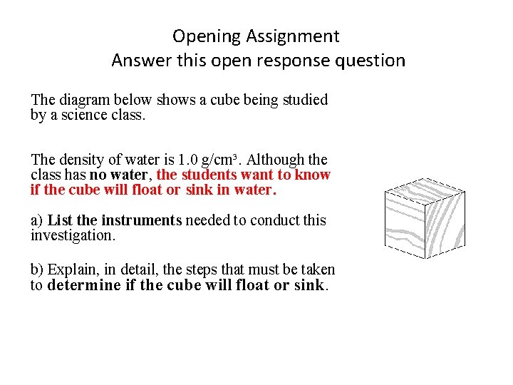 Opencube Question Opening Assignment Answer this open response question The