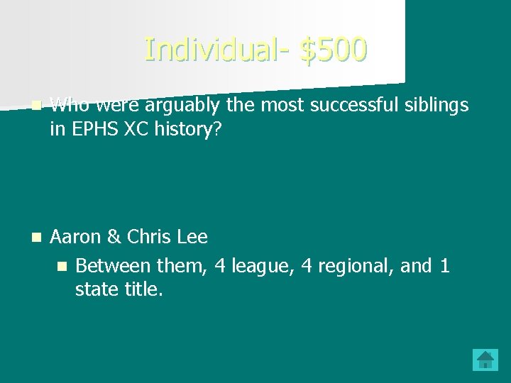 Individual- $500 n Who were arguably the most successful siblings in EPHS XC history?