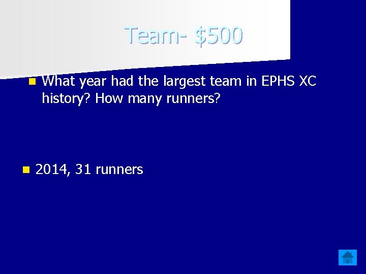 Team- $500 n n What year had the largest team in EPHS XC history?