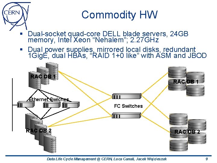 Commodity HW § Dual-socket quad-core DELL blade servers, 24 GB memory, Intel Xeon “Nehalem”; Commodity HW § Dual-socket quad-core DELL blade servers, 24 GB memory, Intel Xeon “Nehalem”;