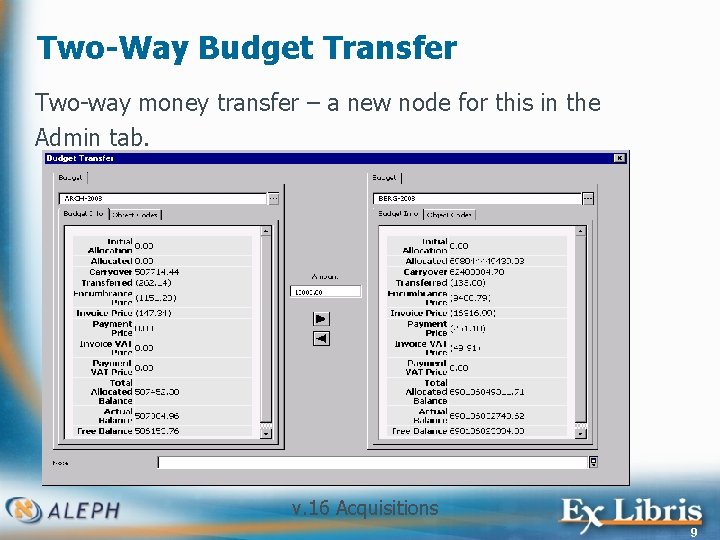 Two-Way Budget Transfer Two-way money transfer – a new node for this in the