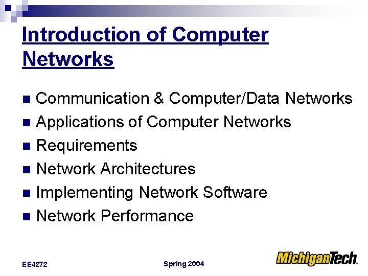 Introduction of Computer Networks Communication & Computer/Data Networks n Applications of Computer Networks n