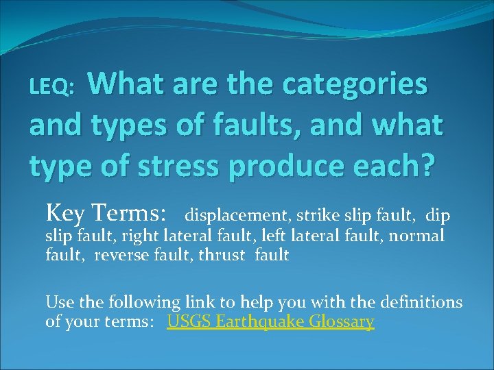 What are the categories and types of faults, and what type of stress produce