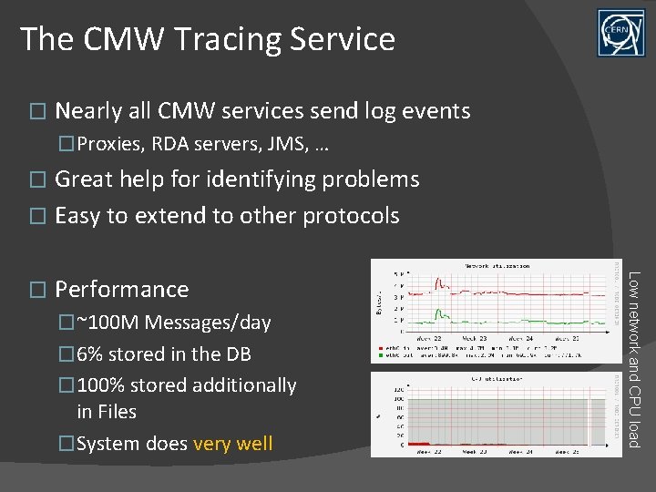 The CMW Tracing Service � Nearly all CMW services send log events �Proxies, RDA