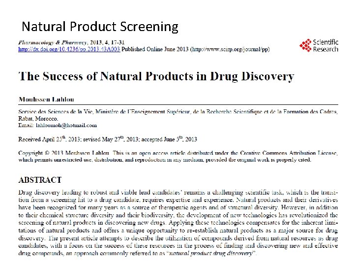 Natural Product Screening 