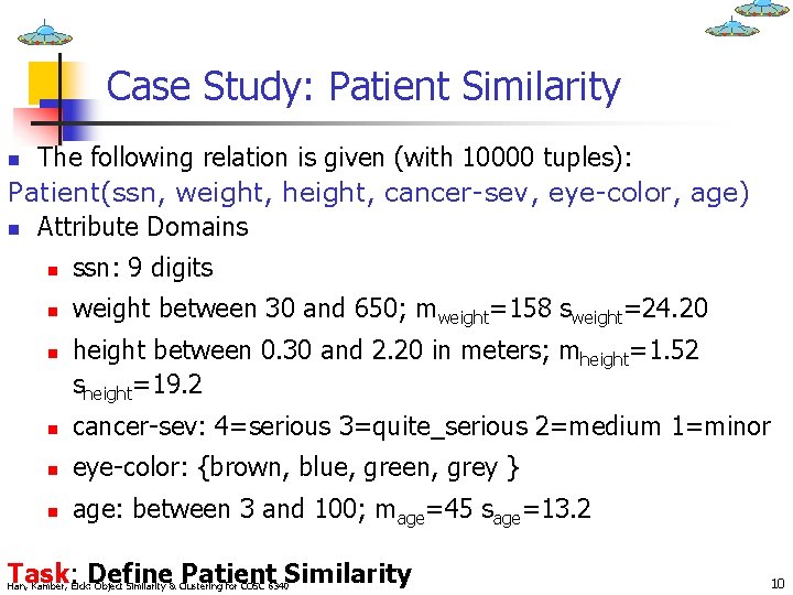 Case Study: Patient Similarity The following relation is given (with 10000 tuples): Patient(ssn, weight,
