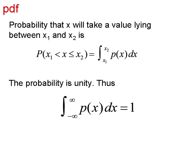 pdf Probability that x will take a value lying between x 1 and x