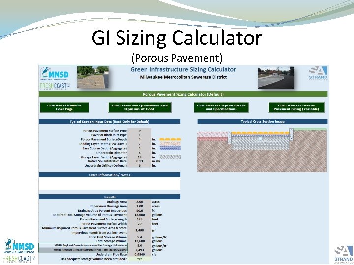 GI Sizing Calculator (Porous Pavement) 