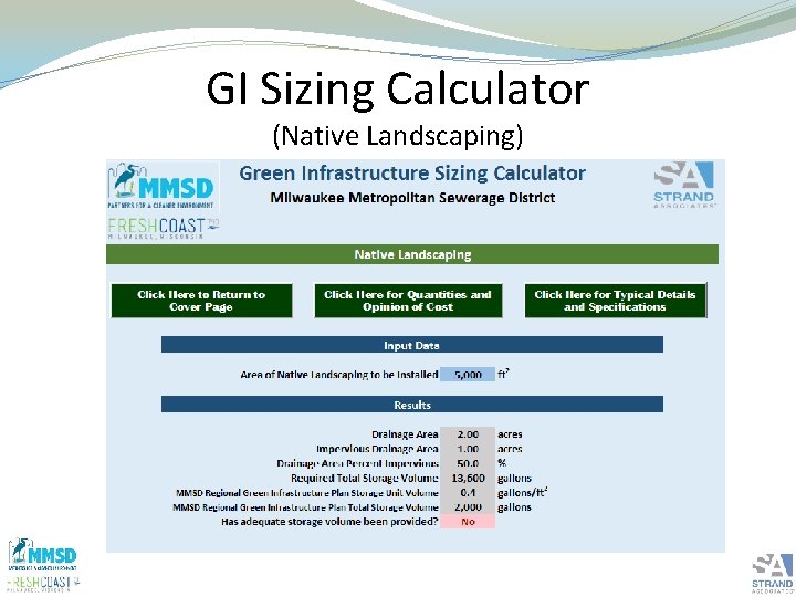 GI Sizing Calculator (Native Landscaping) 
