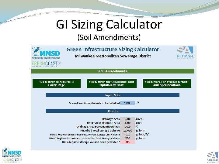 GI Sizing Calculator (Soil Amendments) 