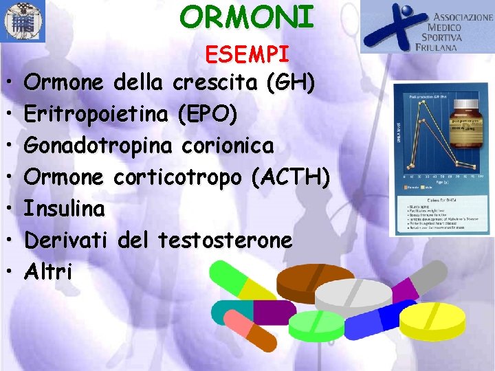 ORMONI • • ESEMPI Ormone della crescita (GH) Eritropoietina (EPO) Gonadotropina corionica Ormone corticotropo