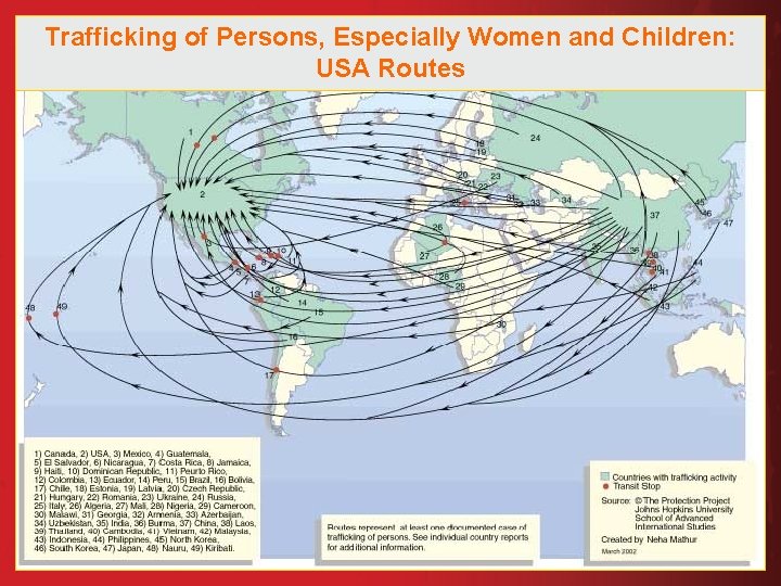 Trafficking of Persons, Especially Women and Children: USA Routes 