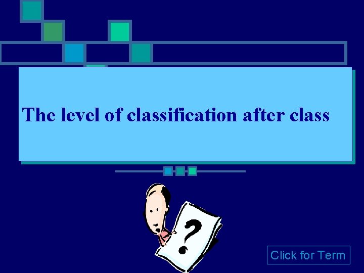 The level of classification after class Click for Term 