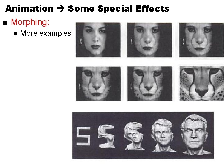 Animation Some Special Effects n Morphing: n More examples 