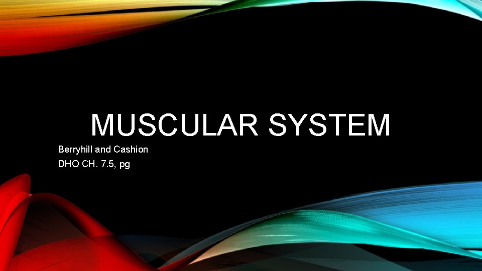 MUSCULAR SYSTEM Berryhill and Cashion DHO CH. 7. 5, pg 