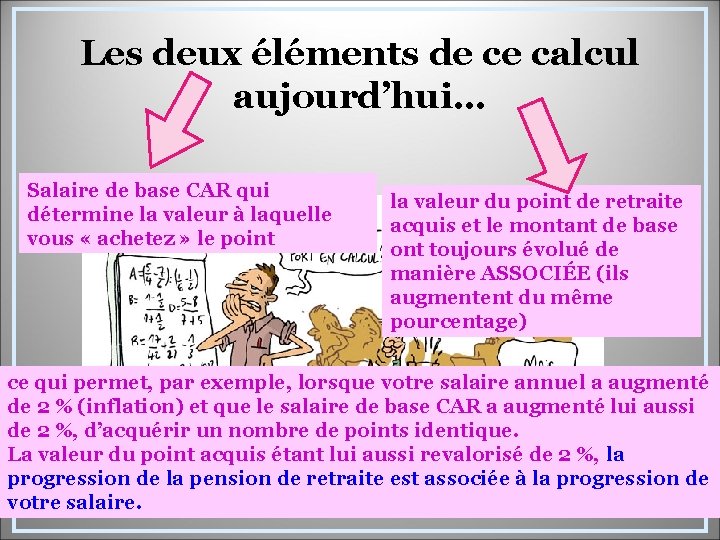 Les deux éléments de ce calcul aujourd’hui… Salaire de base CAR qui détermine la