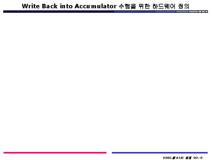 Write Back into Accumulator 수행을 위한 하드웨어 정의 VHDL과 ASIC 설계 NO. -9 